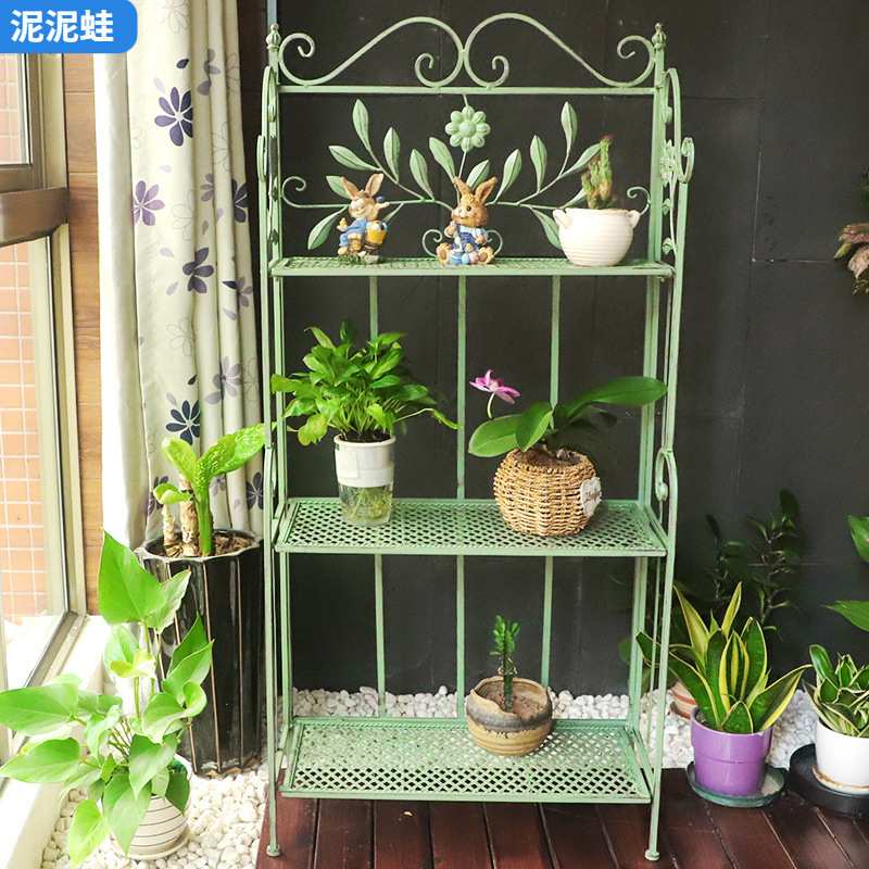 阳台花架铁艺花架多层田园花园置物架乡村园艺欧式落地多肉花架子