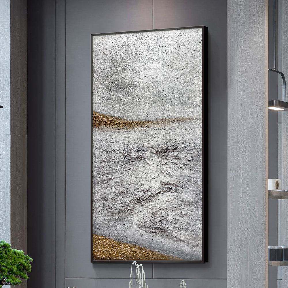 纯手绘立体油画抽象艺术入户玄关装饰画竖版现代简约风格壁画挂画