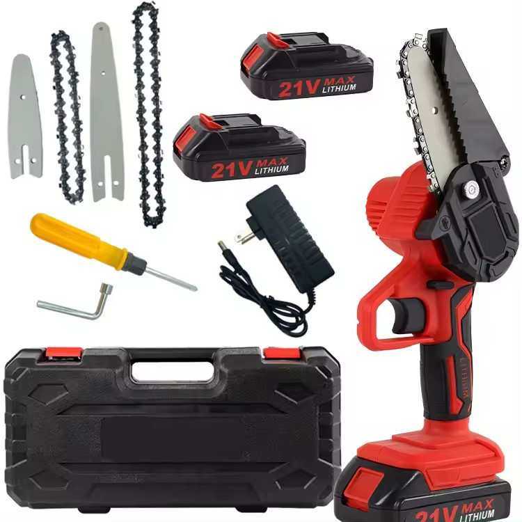 21V无绳电锯链锯 4 英寸链锯与恒温器  锂电池木工花园电动工具,3C数码配件,摄像机配件,淘宝优惠券,粉丝福利购,淘宝优惠卷