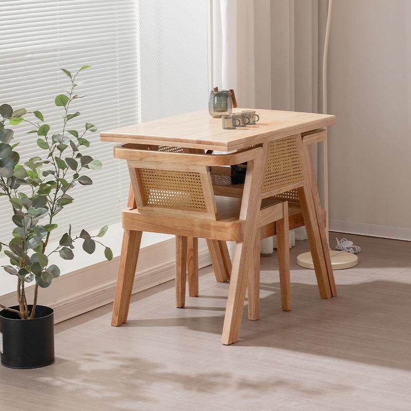 藤编阳台实木小茶桌椅组合易餐桌椅藤编简约日式休闲茶桌成套桌椅