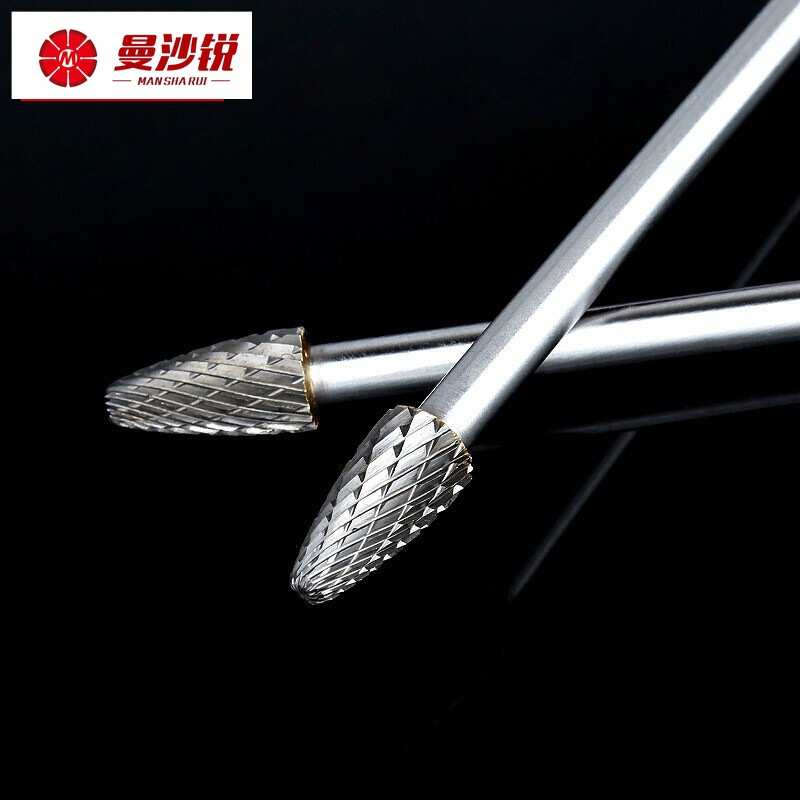 曼沙锐F型双槽加长柄硬质合金旋转锉钨钢铣刀打磨头木工金属雕刻6
