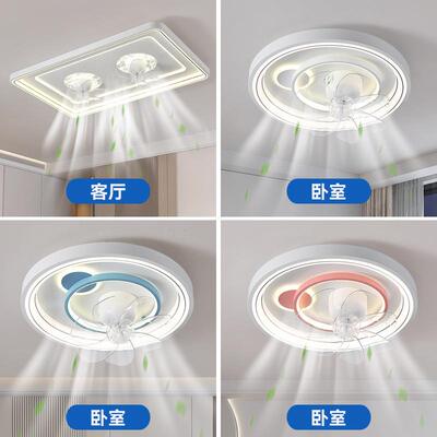 客厅摇头风扇灯新款简约现代风扇灯主卧吸顶静音摇头大风力风扇灯