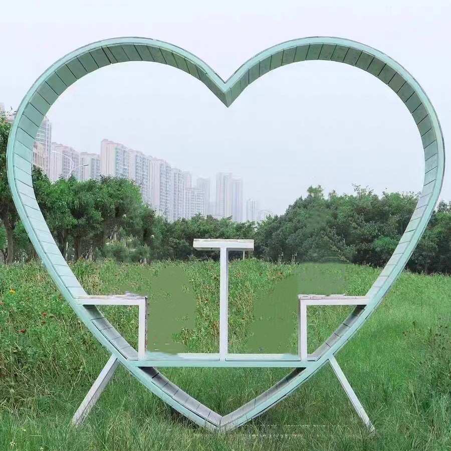 户外公园椅家用爱心铁艺座椅小区广场不锈钢长椅景区网红坐凳厂家