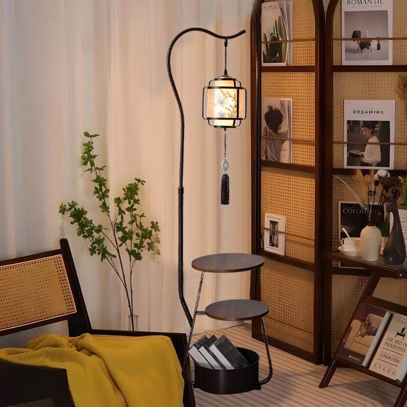 奶油风落地灯客厅沙发旁置物架摆件灯卧室床头柜一体复古落地灯,电子元器件市场,其它元器件,淘宝优惠券,粉丝福利购,淘宝优惠卷