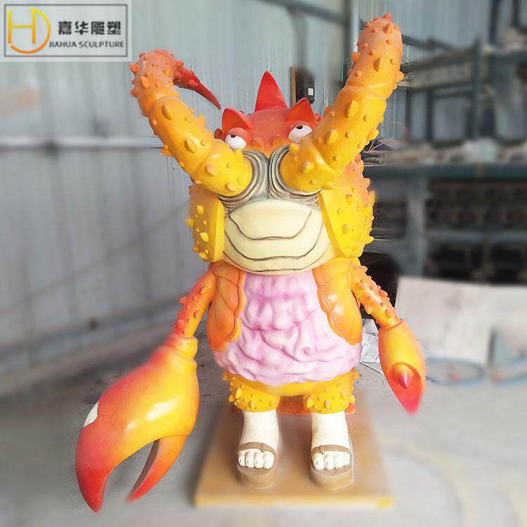 玻璃钢卡通雕塑制作人物动物澳洲龙虾拟人美陈装饰大型落地摆件