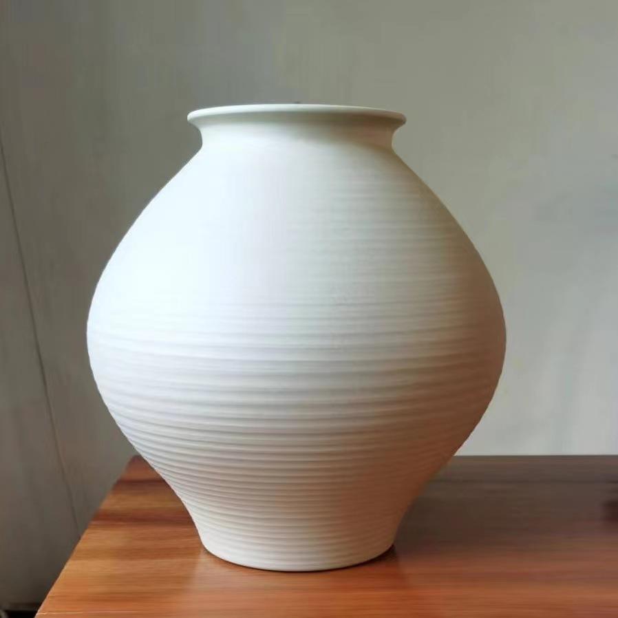 禅意复古素烧台面花瓶插干花器小号落地橱窗摆件餐厅茶室软装陶罐