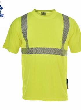 安大叔JJ-E774圆领反光T恤 3M安视透气反光材料 涤纶透气鸟眼布