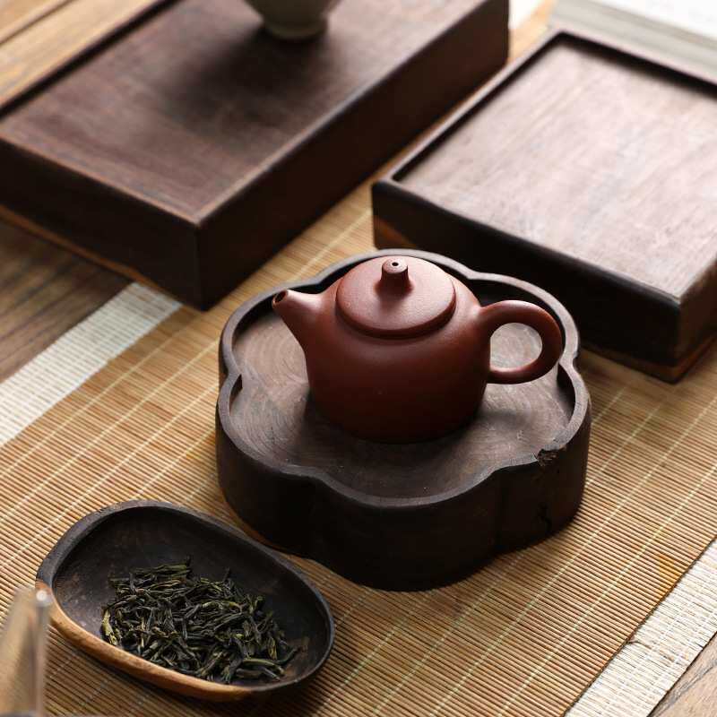 黑檀木底座圆形禅意花盆底座托盘实木奇石盆景酒坛中式日式摆件