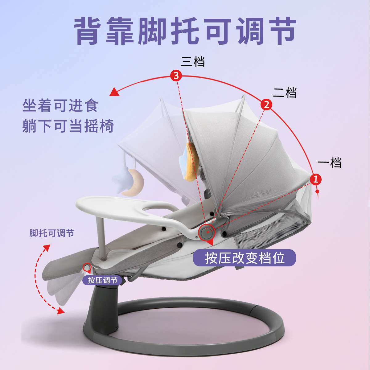 跨境新生儿哄娃神器智能婴儿摇摇椅摇摆椅多功能摇篮安抚电动宝宝