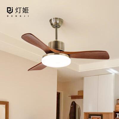 复古电风扇吊灯卧室静音大风力实木吊扇灯中古餐厅风扇灯casa照明