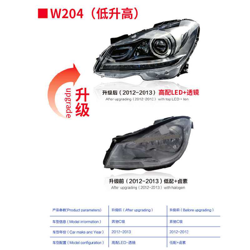 适用于12-14款奔驰C级W204大灯总成 低配升级高配原厂拆车C系