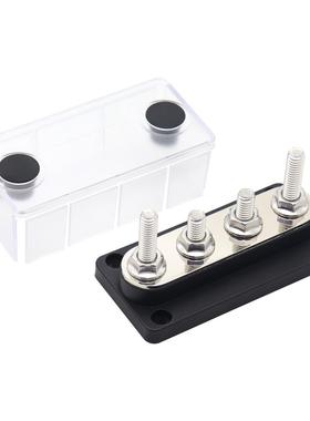 房车改装游艇汇流排M8红黑色单排4路端子接线排12-48V铜排150A