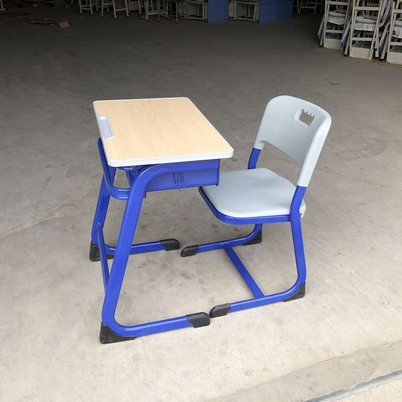 抽芯弯C型固定宝蓝色学生课桌椅儿童学习中小学课桌升降书桌