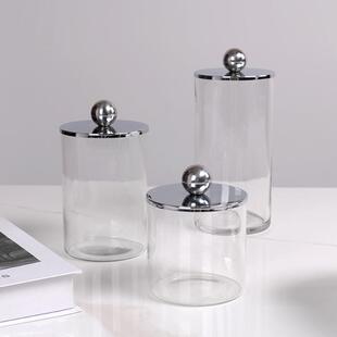 现代简约装饰储物罐珠点玻璃瓶餐桌餐边柜玄关糖果罐样板间摆件