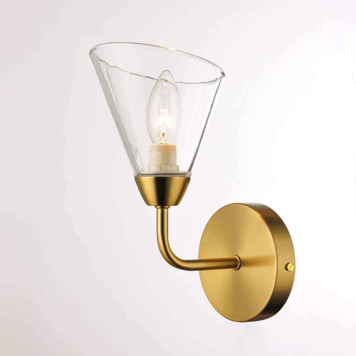 铁艺现代简约斜口透明清光玻璃灯罩客厅卧室走廊壁灯亚马逊