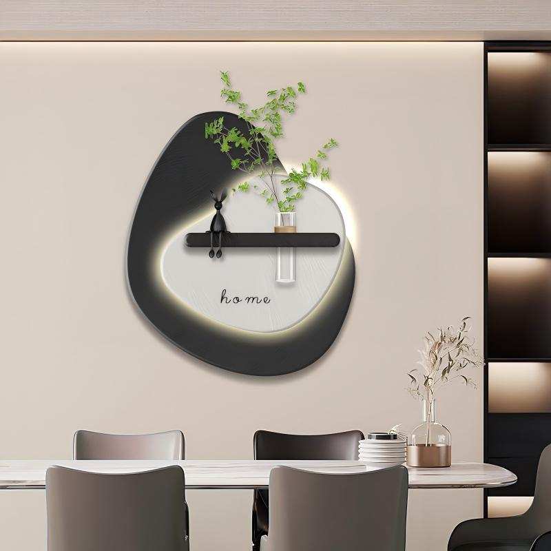 客厅家用餐厅轻奢艺术挂画实木雕刻水培绿植砂岩装饰画简约壁画
