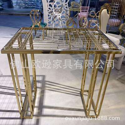 跨境婚庆道具金色电镀方框长方体花架路引wedding centerpiece