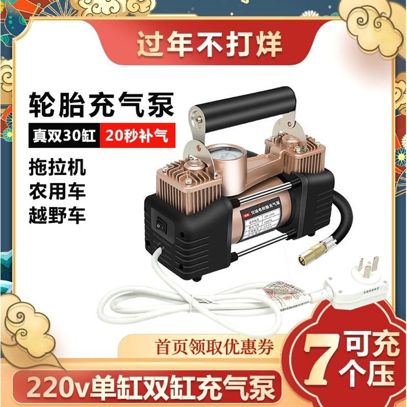 德国进口220v家用充气泵多功能便携式打气泵车载电动自动打气筒充