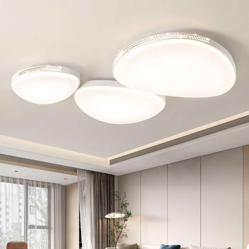 北欧创意鹅卵石奶油超薄客厅水晶吸顶灯云朵灯护眼房间厨房全屋灯