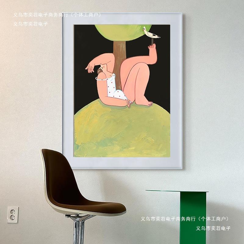 装饰画创意玄关挂画艺术纯小众墙壁现代人物客厅大白手绘油画抽象