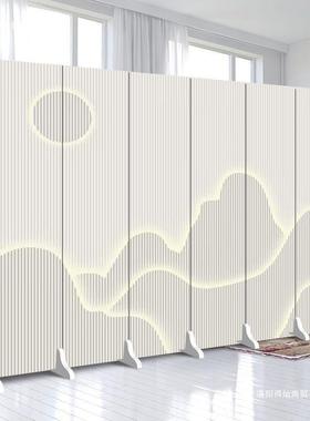 纯白色屏风隔断简约现代进门公司LOGO办公室遮挡移动折叠简易折屏