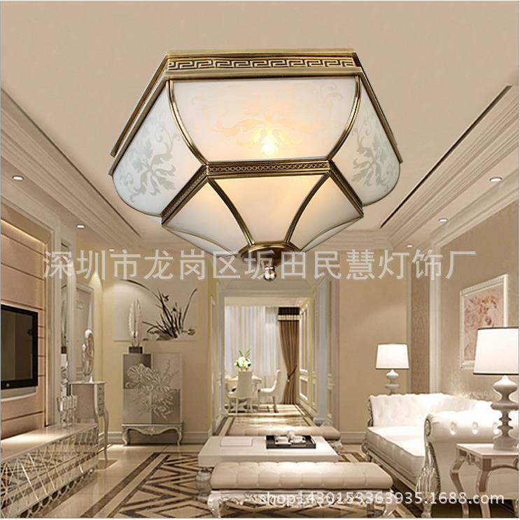 厂家供应 LED全铜焊锡灯 欧式全铜吸顶灯 全铜玻璃吸顶灯