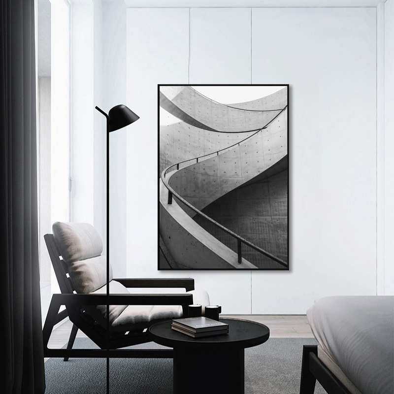 空间探索现代简约客厅装饰画黑白灰沙发背景墙三联画抽象几何挂画