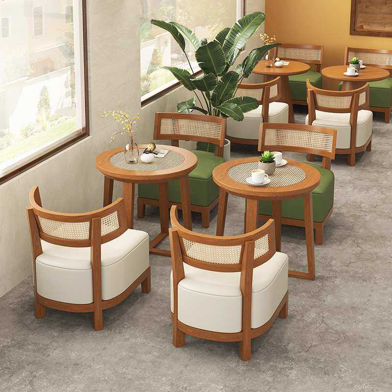 北欧实木洽谈沙发椅甜品烘焙咖啡厅书吧接待休息区藤编靠背桌椅,3C数码配件,摄像机配件,淘宝优惠券,粉丝福利购,淘宝优惠卷