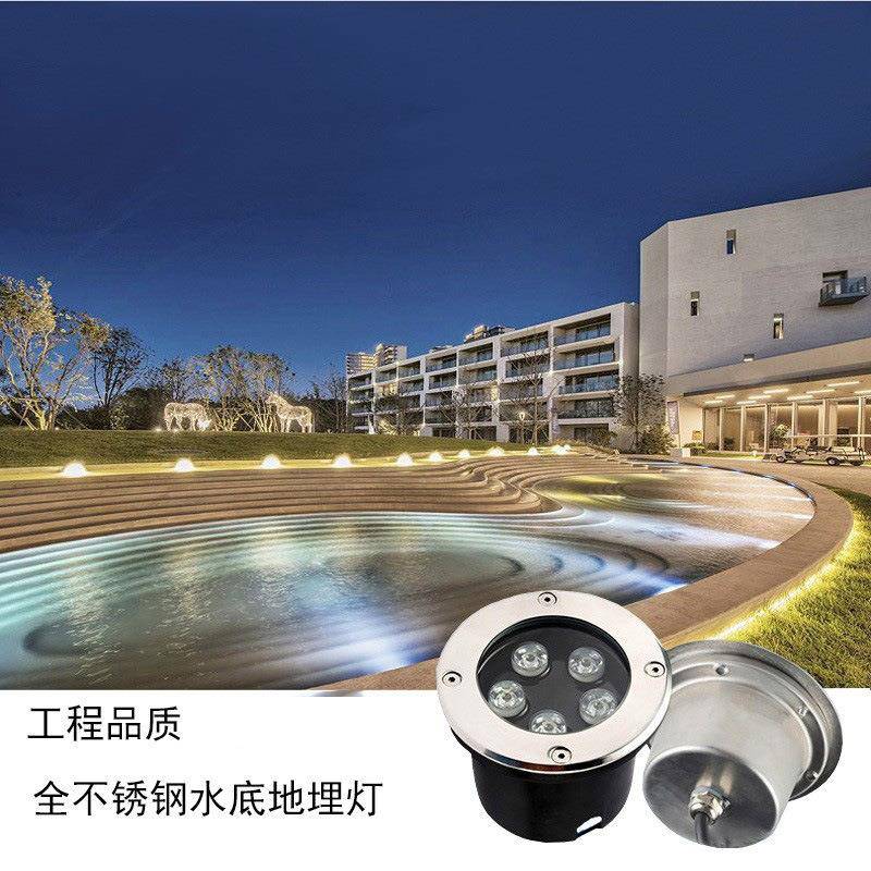 led水底灯12v24v嵌入式水下地埋灯12W不锈钢水池壁灯七彩水底射灯