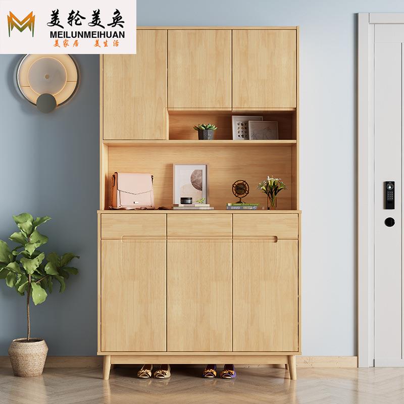 北欧实木鞋柜简约家用客厅门口玄关柜置物架储物收纳墙边柜间厅柜