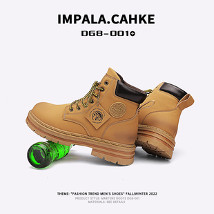 加绒厚底防水皮鞋 靴英伦风男士 潮 高帮工装 马丁靴大黄蜂情侣男女款