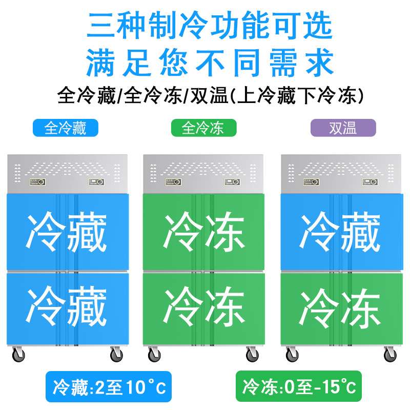 四门冰箱商用立式双温四开门玻璃门保鲜柜冷藏冷冻厨房六门大冰柜