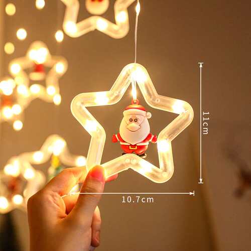 圣诞节装饰窗帘灯圣诞树星星灯chrismas窗帘灯挂件LED皮线灯串