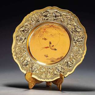 中式纪念盘定 制金属奖牌公司表彰校庆同学会奖碟锡盘厂家直售