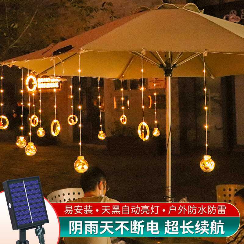 新品圣诞节灯串圆环窗帘灯星星造型灯LED彩灯太阳能防水装饰灯