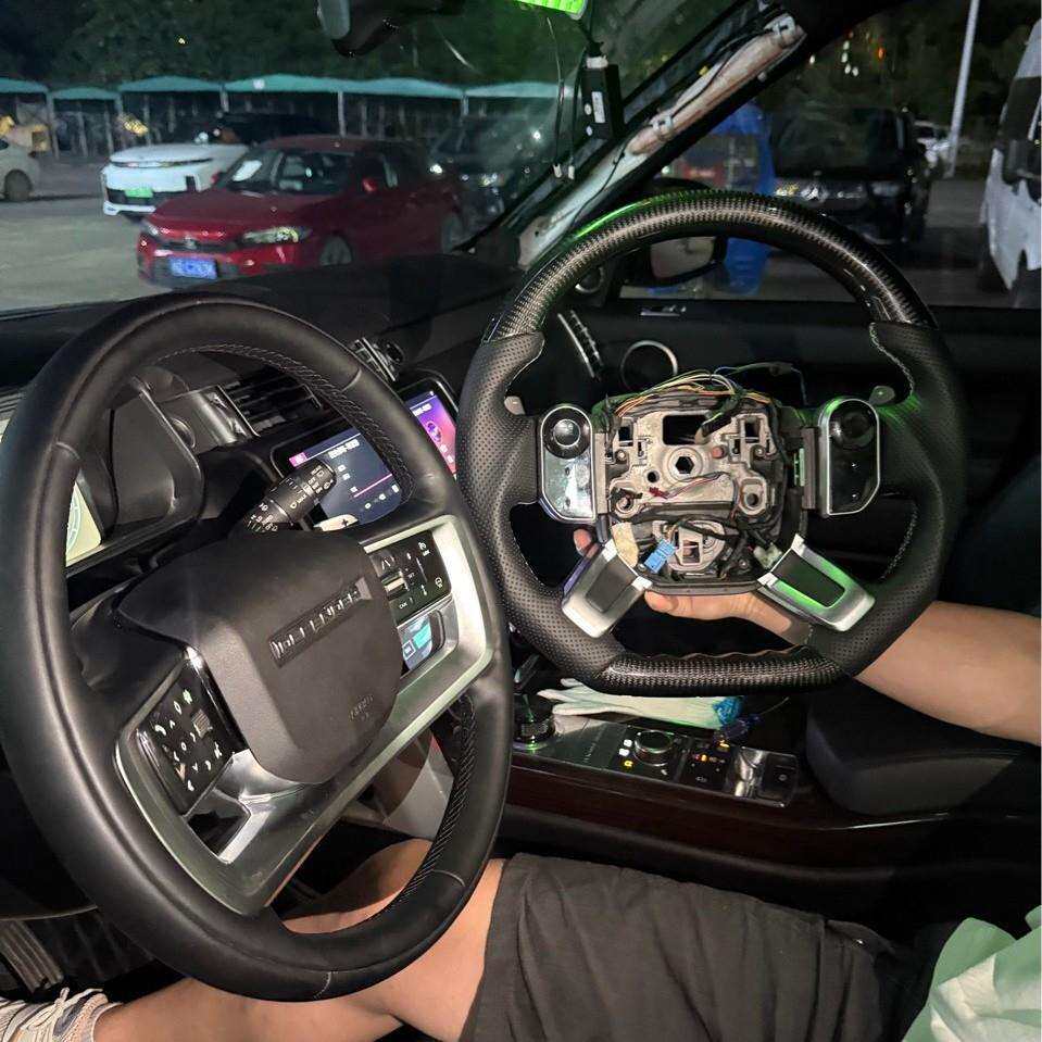 适用于14-20款路虎揽胜行方向盤政版桃木汽车方向盘改装 汽车
