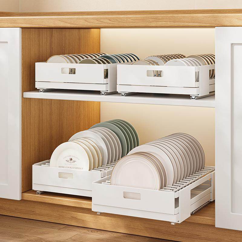 厨房抽拉碗碟架免安装多功能立体滑轨沥水架橱柜内碗盘收纳置物架,电子元器件市场,其它元器件,淘宝优惠券,粉丝福利购,淘宝优惠卷