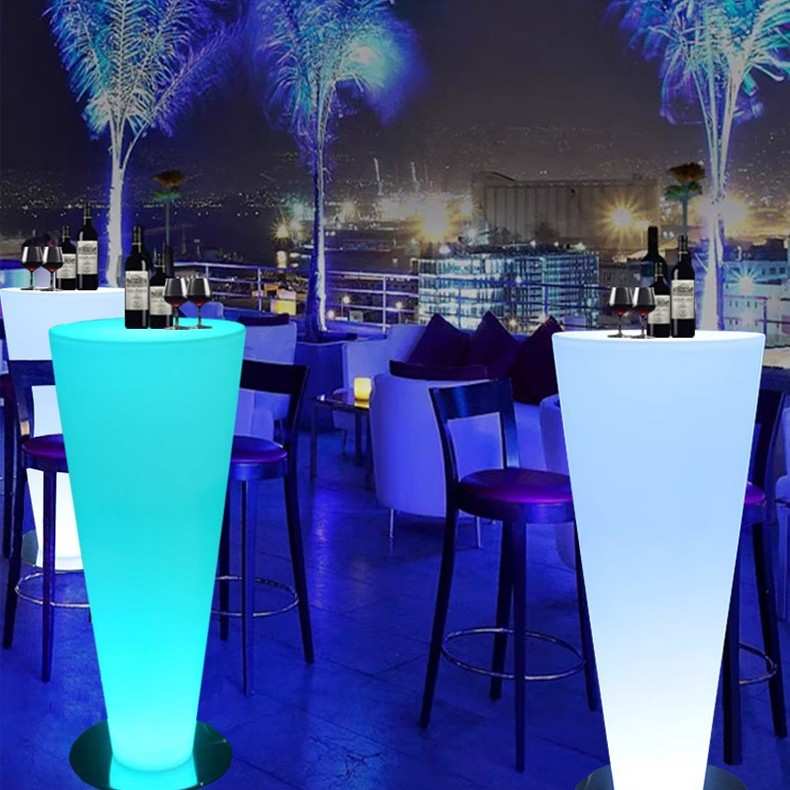 LED定制户外七彩发光商用吧台鸡尾酒桌酒吧清吧高脚桌七彩发光桌