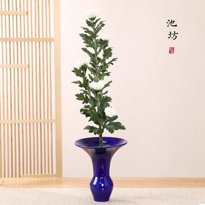剑山陶瓷日式花道池坊插花教学花器 手工陶瓷 生花立花禅意花瓶