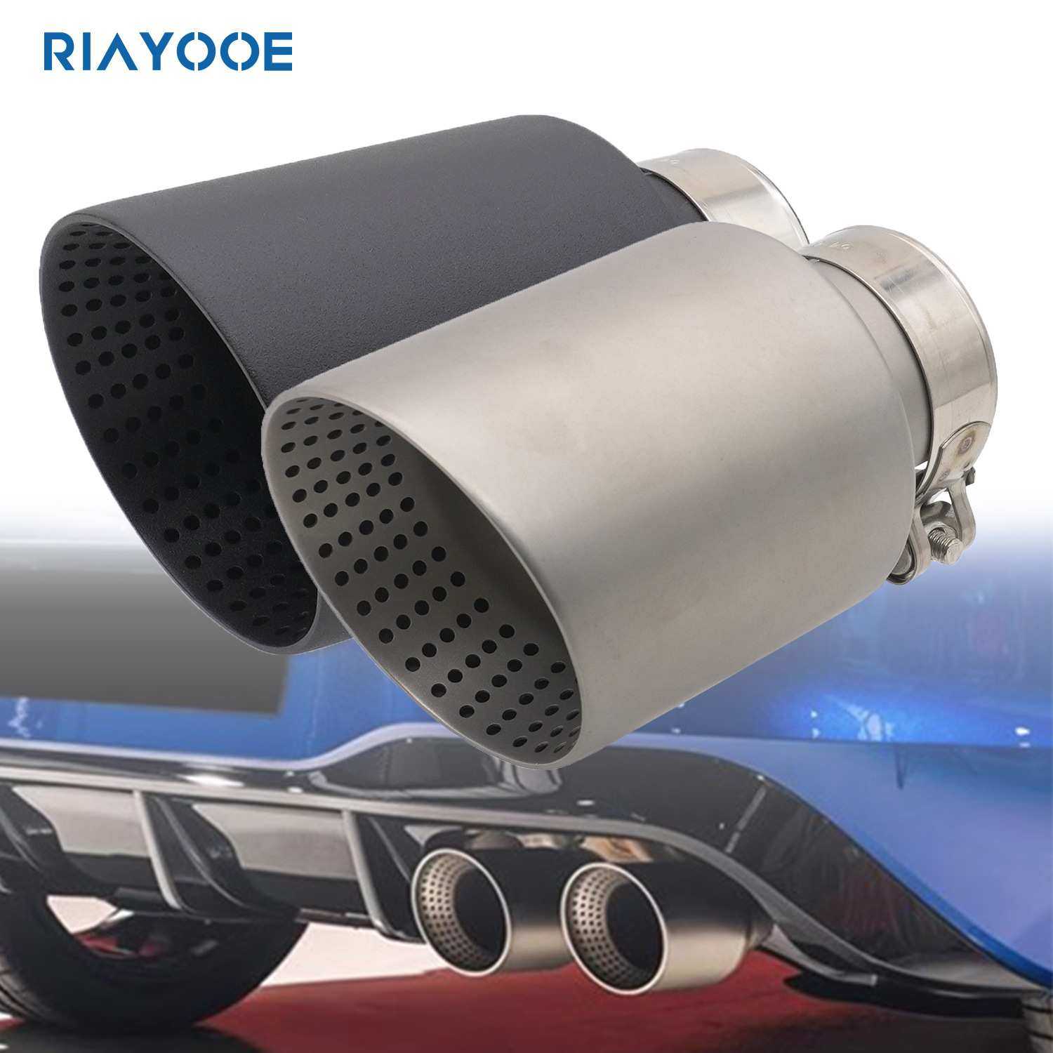 汽车改装不锈钢尾喉尾嘴双层焊边消声器装饰配件排气管带网孔通用