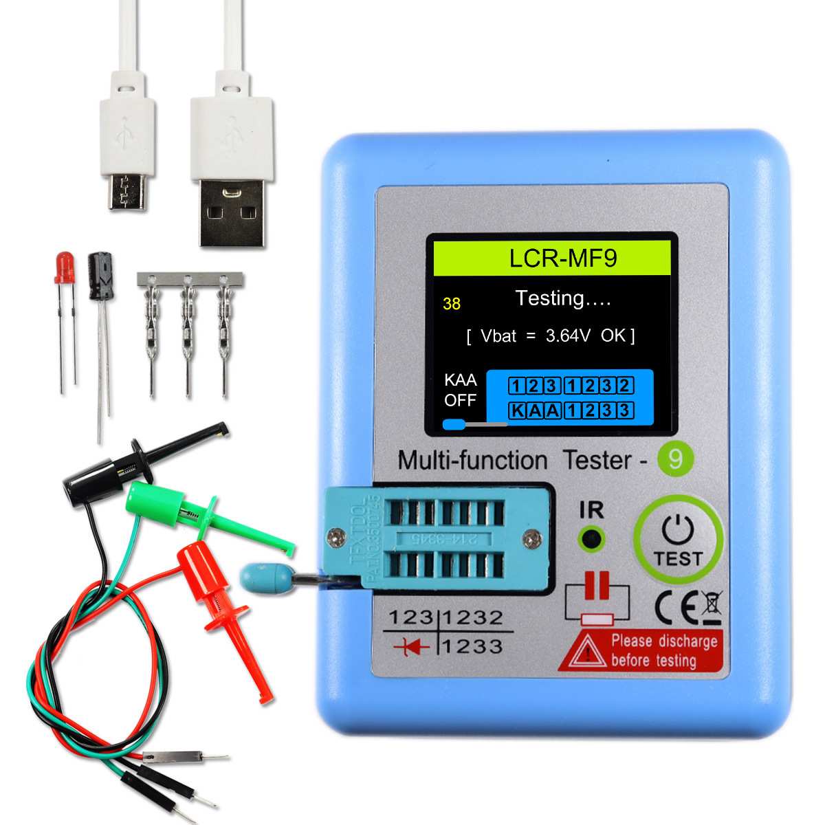 多功能彩屏显示晶体管测试仪LCR-MF9 NPN PNP IGBT 晶闸管 三极管