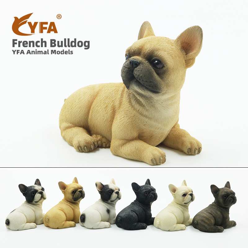 YFA可爱坐卧小法斗仿真法国斗牛犬模型法牛车载摆件工艺品