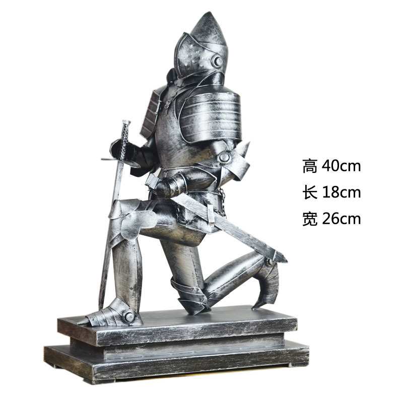 复古罗马武士摆件铁皮铠甲勇士模型摄影道具铁艺家居软装饰品