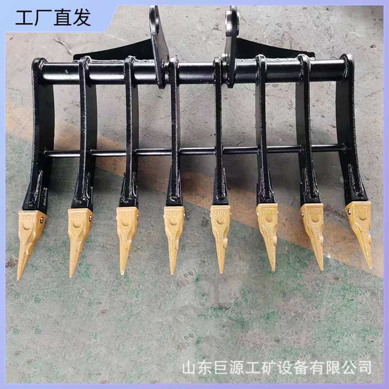 6齿抓木器耙子结构简单8齿挖掘机耙子厂家直供挖掘机松土器耙子