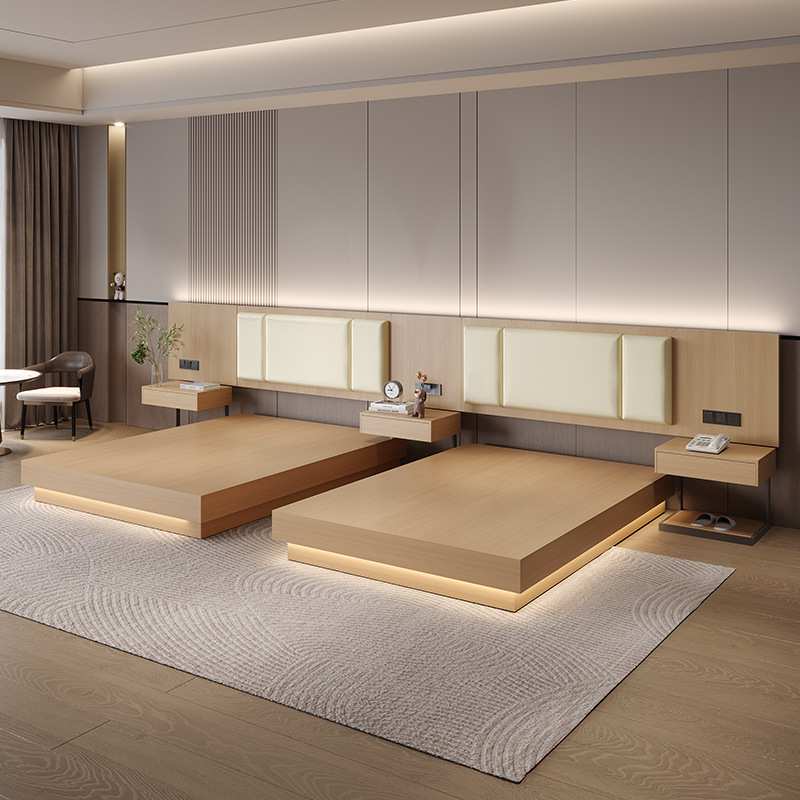 酒店家具标间全套民宿客房双床家具专用床箱全季快捷旅馆用床双床