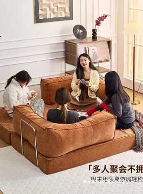 布艺沙发客厅小户型出租屋单双人可躺沙发组装一体两用折叠沙发床