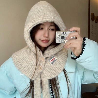 含羊毛针织巴拉克拉法帽女冬季加厚保暖毛线帽护耳雷锋帽男大头围