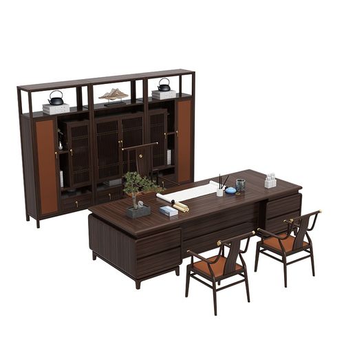 新中式实木办公桌乌金木大班台办公室老板桌书法桌实木桌家具