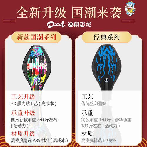 迪翔恐龙滑板车活力板游龙蛇板两轮摇摆儿童滑板成人青少年初学者