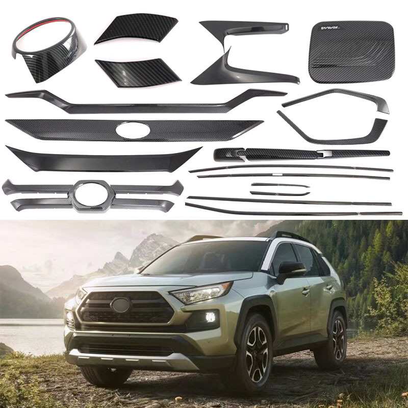 适用于20丰田RAV4荣放车窗后饰条中柱中网油箱盖后雨刷等外饰装